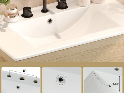 Double Sinks Bathroom Vanity Set With 2 Ceramic Basins