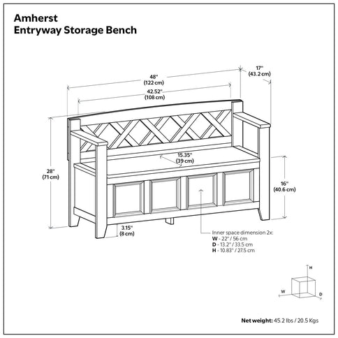 Amherst - Entryway Storage Bench - Hickory Brown