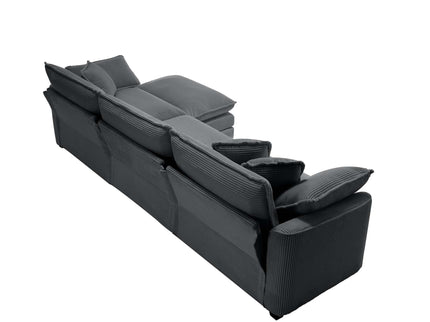 Modular Oversized Cushion Sofa With Ottoman, Low Back, Deep Seating Sofa Set