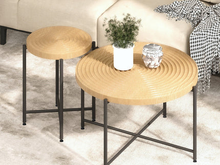 Coffee And End Table Set Waterproof Cover, Distressed Cylindrical Design, Legs Classic Rustic Charm (Set of 2)