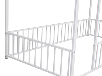 Metal Bed House Bed Frame With Fence