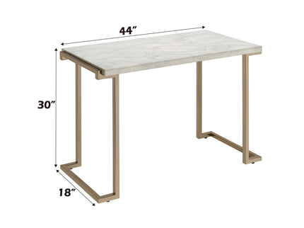 Boice II - Faux Marble Top Sofa Table - White / Champagne