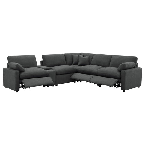 Hollander - 6 Piece Modular Power Reclining Sectional - Dark Gray