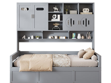 Daybed With All-In-One Cabinet And Shelf