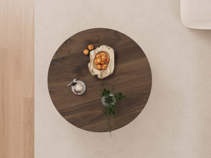 Modern Circular Coffee Table With Stripe Design And Storage Space