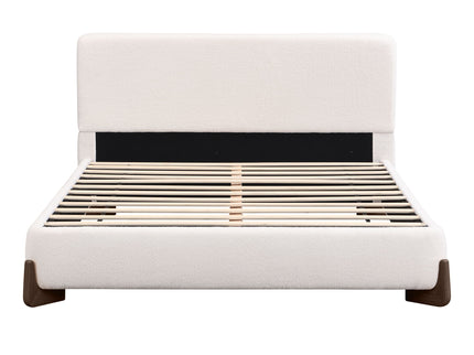 Queen Size Elegant Terry Upholstered Bed - White