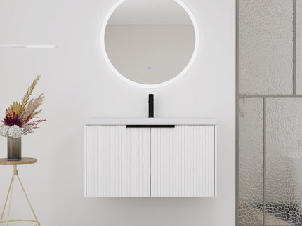 Contemporary Wall Mounted Bathroom Vanity With Resin Double Sink