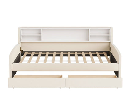 Luxurious Upholstered Platform Bed With Storage Drawers