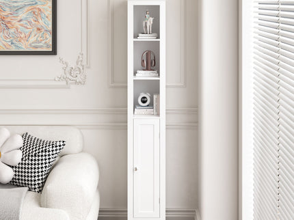 Slim Tall Bathroom Storage Cabinet With Adjustable Shelves, Anti Tip Freestanding Cabinet - White