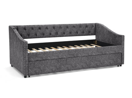 Upholstered Daybed With USB Charging & Pull Out Bed