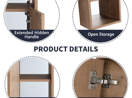 10" Wall Mounted Storage Cabinet, Bathroom Cabinet With Soft Close Door - Imitative Oak