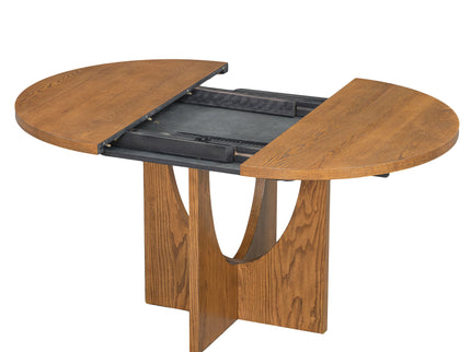 Topmax - 5 Piece Modern Extendable Round Dining Table Set With Removable Leaf For Small Places