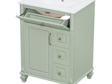 Freestanding Bathroom Vanity With Sink, 3 Drawers & Flip-Out Drawer