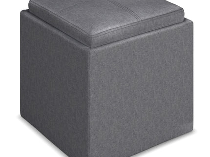 Rockwood - Upholstered Cube Storage Ottoman With Tray