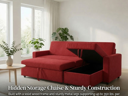 L - Shaped Convertible Sofa Bed With Storage Chaise
