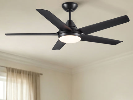 Ceiling Fan With Lights And Remote Control, Reversible DC Motor, 6 Speeds, 3 Cct Dimmable LED, Quiet Timer For Indoor - Black
