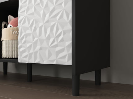 Modern Sideboard Buffet Cabinet With Doors And Unique Panel Styling