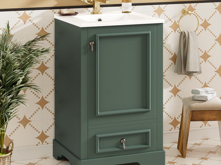 Bathroom Vanity With Sink, Soft Close Door, Adjustable U-Shaped Shelf