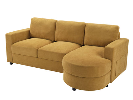 Modern L-Shaped Sectional Sofa With Curved Chaise, USB Ports, And Side Storage Pockets