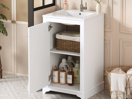 Bathroom Vanity With Sink, Freestanding Single Cabinet Set, Soft Close Door, Adjustable Shelf