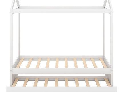 House Bed With Trundle In, Twin Size - White