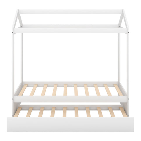 House Bed With Trundle In, Twin Size - White