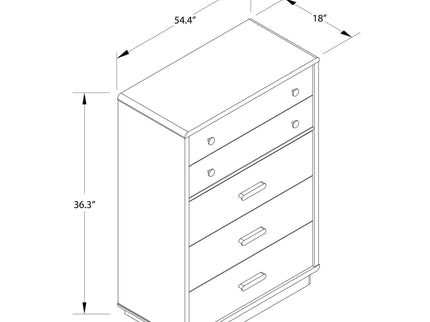 Valencia - 5 Drawer Dresser - White / Gray