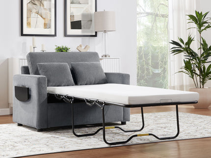 Sleeper Sofa With Foldable Mattress, USB Ports, Side Table & Storage Pocket