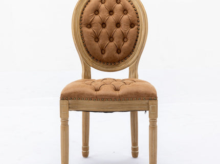 French Style Solid Wood Frame Antique Painting, Hand-Pulled Buckle Decoration Artificial Dining Chair With Nailhead Trim, Wood Legs