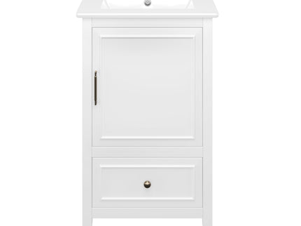 Modern Bathroom Vanity With Sink, Cabinet Storage, Drawer & Adjustable Feet