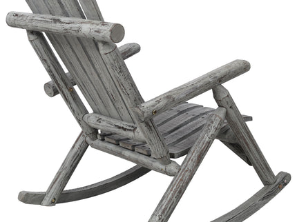 Durable Wooden Porch Rocker, Fir Log Rocking Chair