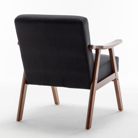 Mid Century Modern Accent Chair With Solid Wood Frame And Extra Thick Backrest