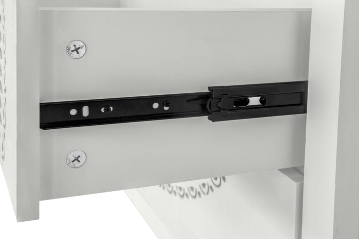 3 Drawer Cabinet With Hollow Carved 3 Drawer Dresser Storage Chest With Metal Handles For Entryway Living Room Bedroom - Beige