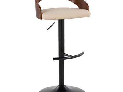 Grotto - Contemporary Adjustable Barstool With Swivel With Rounded T Footrest (Set of 2)
