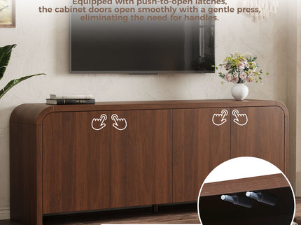 Curved Edge TV Stand With Large Cabinets