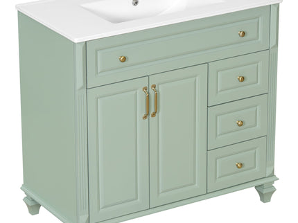Modern Bathroom Vanity With Sink, 3 Drawers & 2 Doors