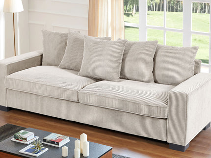 Luxe Sofa With 5 Matching Toss Pillows, Sleek Design, Spacious And Comfortable 3 Seater Couch