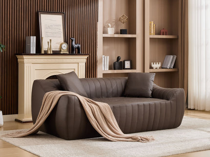 Oversized 2 Seater Loveseat With 2 Decor Throw Pillows, Deep Seat Sofa For Living Rooms