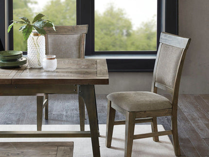Dining Side Chair Set With Cushioned Back And Seat (Set of 2) - Weathered Gray / Natural