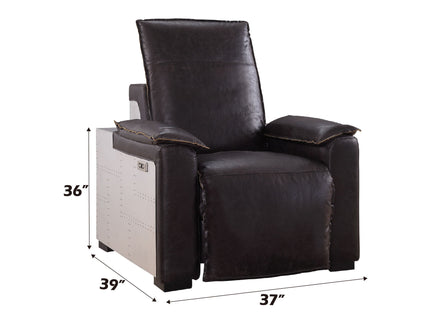 Misezon - Top Grain Leather Power Motion Recliner - Dark Brown