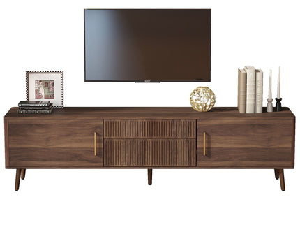 TV Stand With 2 Drawers, Media Console Table For TVs Up To 80'' For Living Room - Walnut