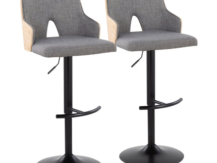 Stella - Contemporary Adjustable Barstool Stool With Swivel And Rounded T Footrest (Set of 2)