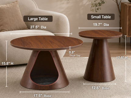 Nesting Coffee Table With Integrated Cat Cave Bed (Set of 2) - Walnut