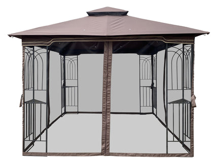 Patio Gazebo Tent With Ventilated Double Roof And Mosquito Net