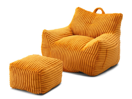 Giant Bean Bag Chair With Armrests And Footstool
