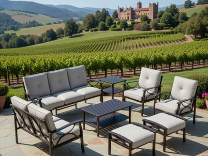 Patio Furniture Set, Coffee Table And Cushions For Backyard