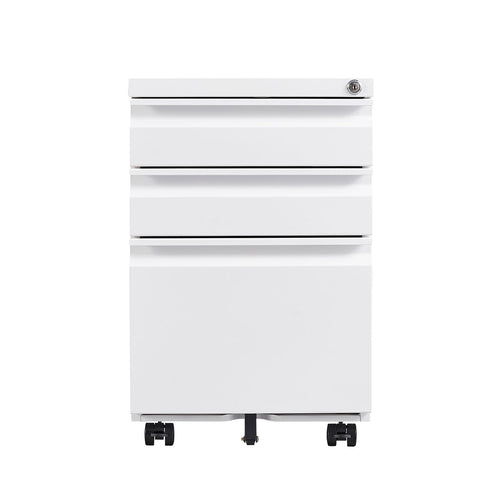 Contemporary 3 Drawer Mobile Filing Cabinet With Lock, Metal Office Storage For Legal / Letter Size