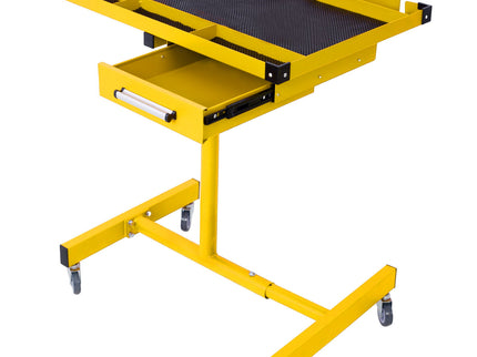 Adjustable Tear Down Work Table With Drawer For Garages, Repair Shops, And Diy, Portable, (4) 2.5" Swivel Casters, 220 Pound Capacity, Rubber Corners, Heavy Duty Steel