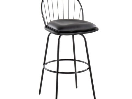 Riley - Claire Farmhouse Fixed Height Barstool With Swivel With Round Footrest (Set of 2)