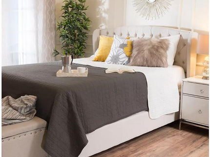 Twilight Fully Upholstered Fabric Wingback Queen Bed - Ivory